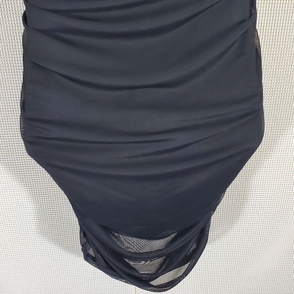 Nasty Gal Dress Womens 6 Black Ruched Sides Mesh Mini Wiggle Bodycon - Picture 9 of 13